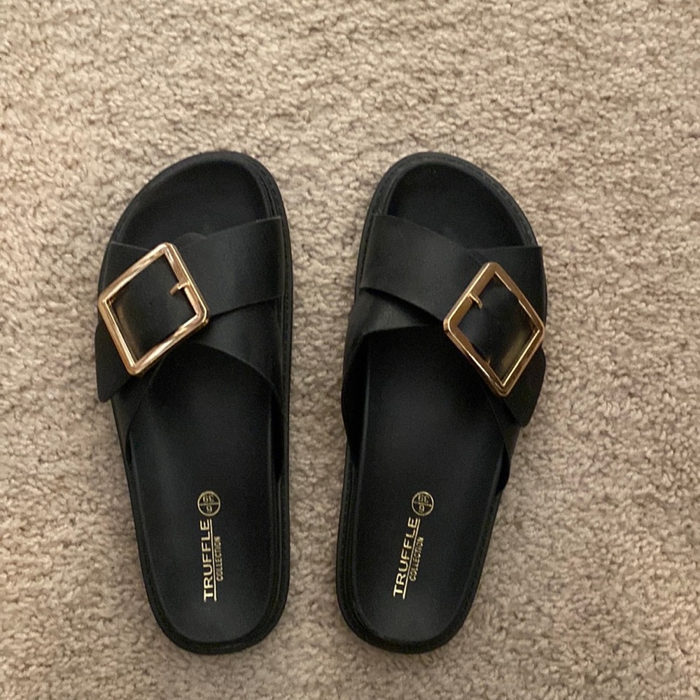 ASOS Truffle Collection black and gold sandals - only worn once